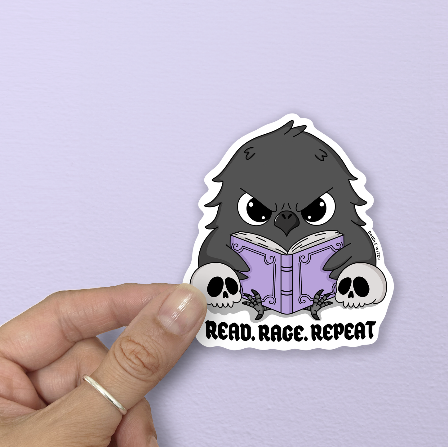 Read, Rage, Repeat Raven Sticker