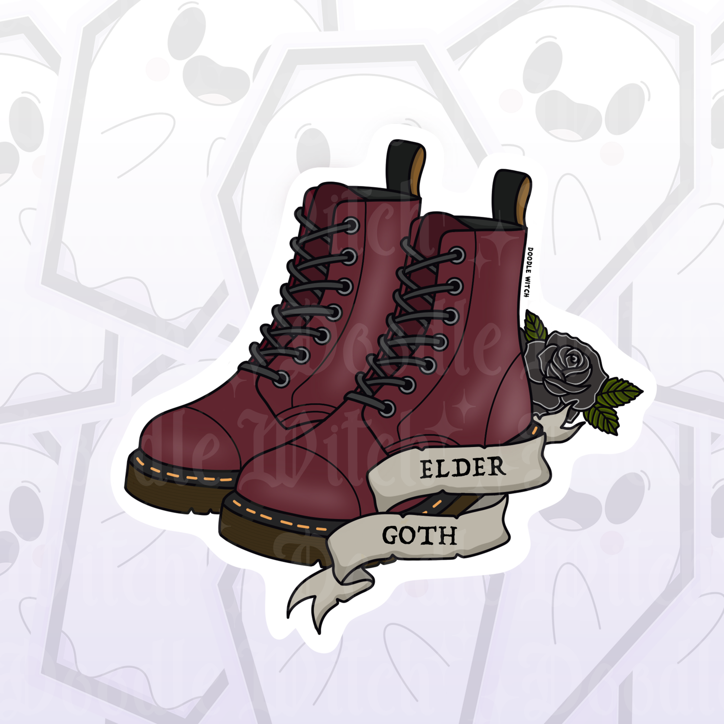 Elder Goth Dr Marten Boot Sticker