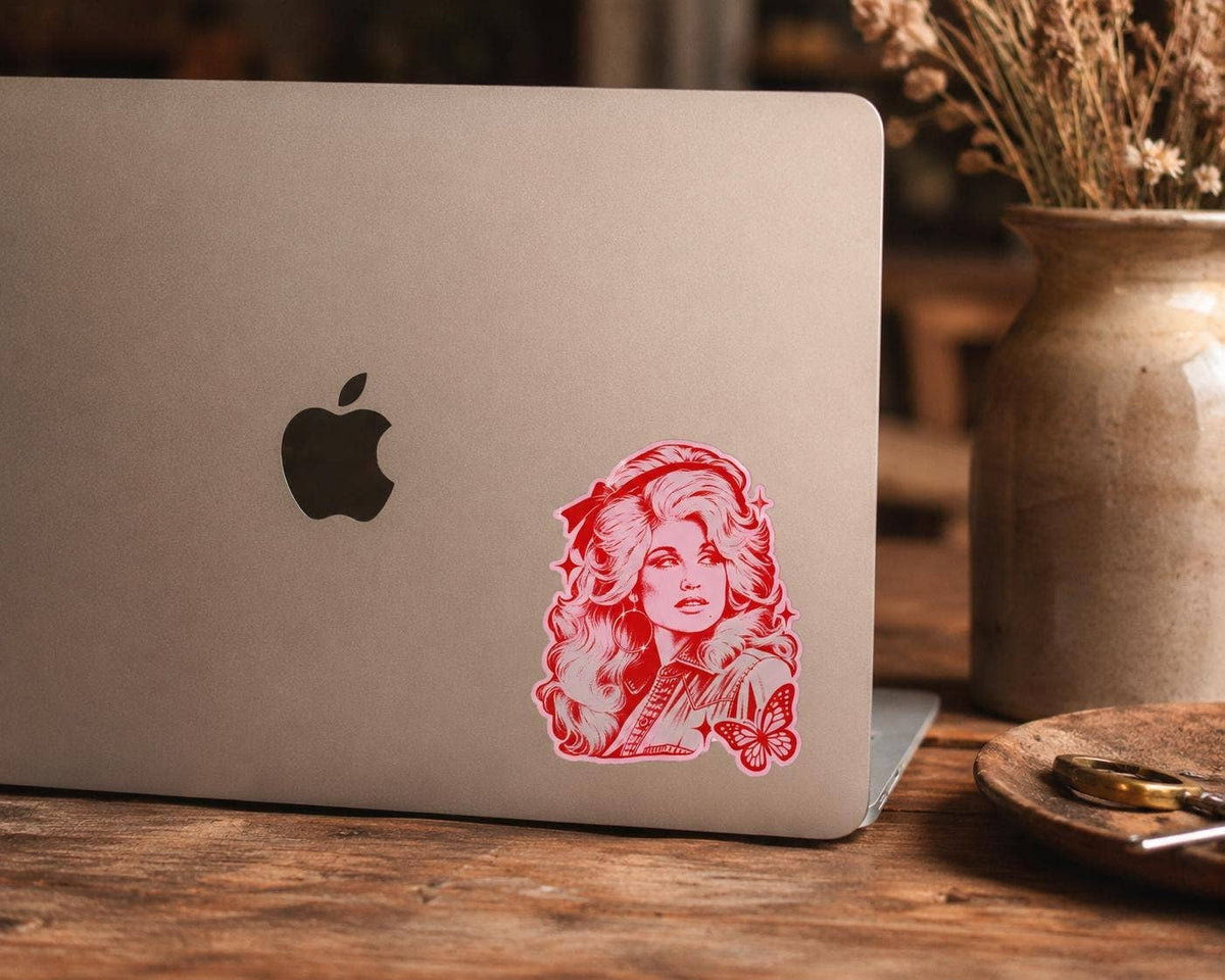 Dolly Parton Pink Retro Country Music Vinyl Sticker