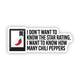 Sticker - "I want to know how many chili peppers" Romance Book Sticker