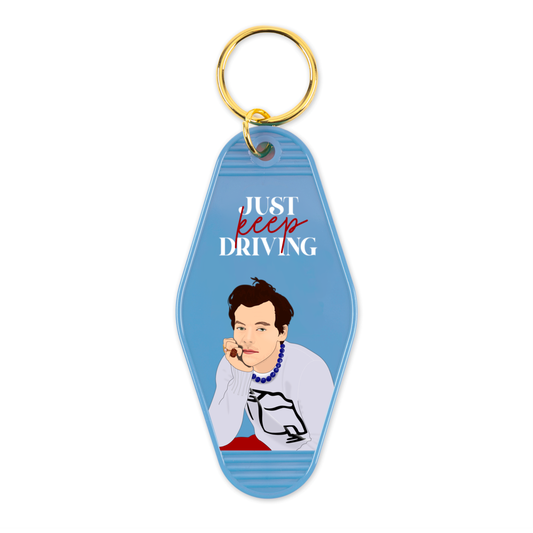 Harry S Just Keep Driving Motel Keychain