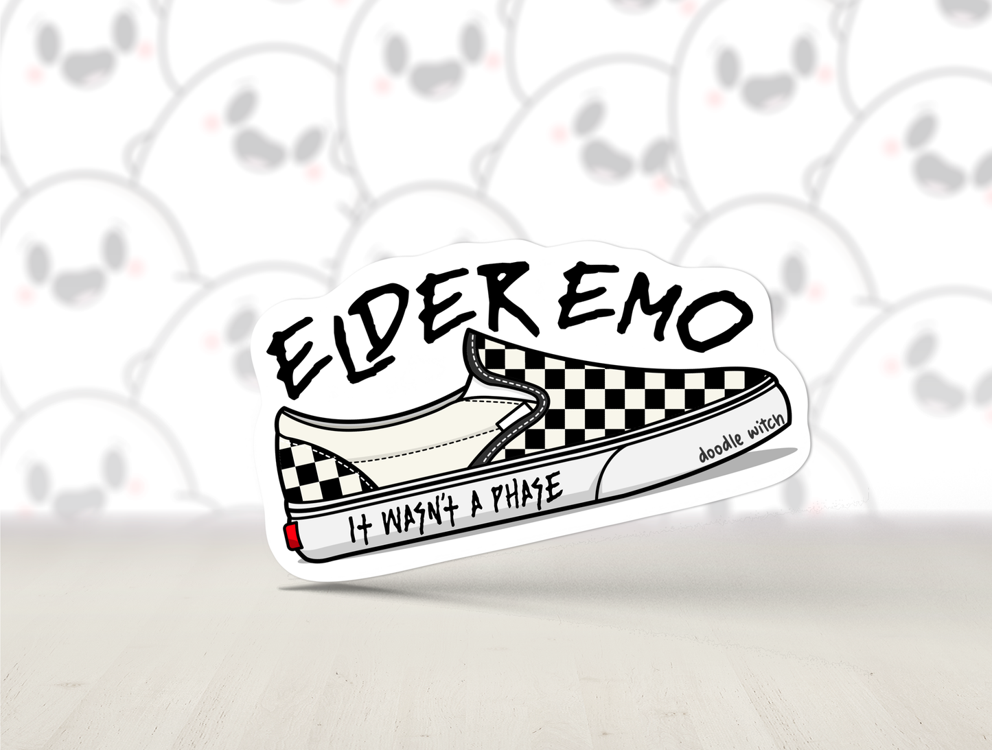 Elder Emo Checkered Vans Sticker