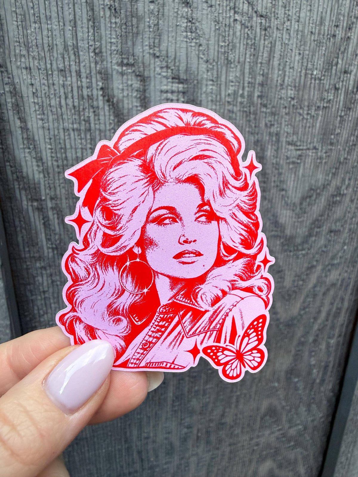 Dolly Parton Pink Retro Country Music Vinyl Sticker