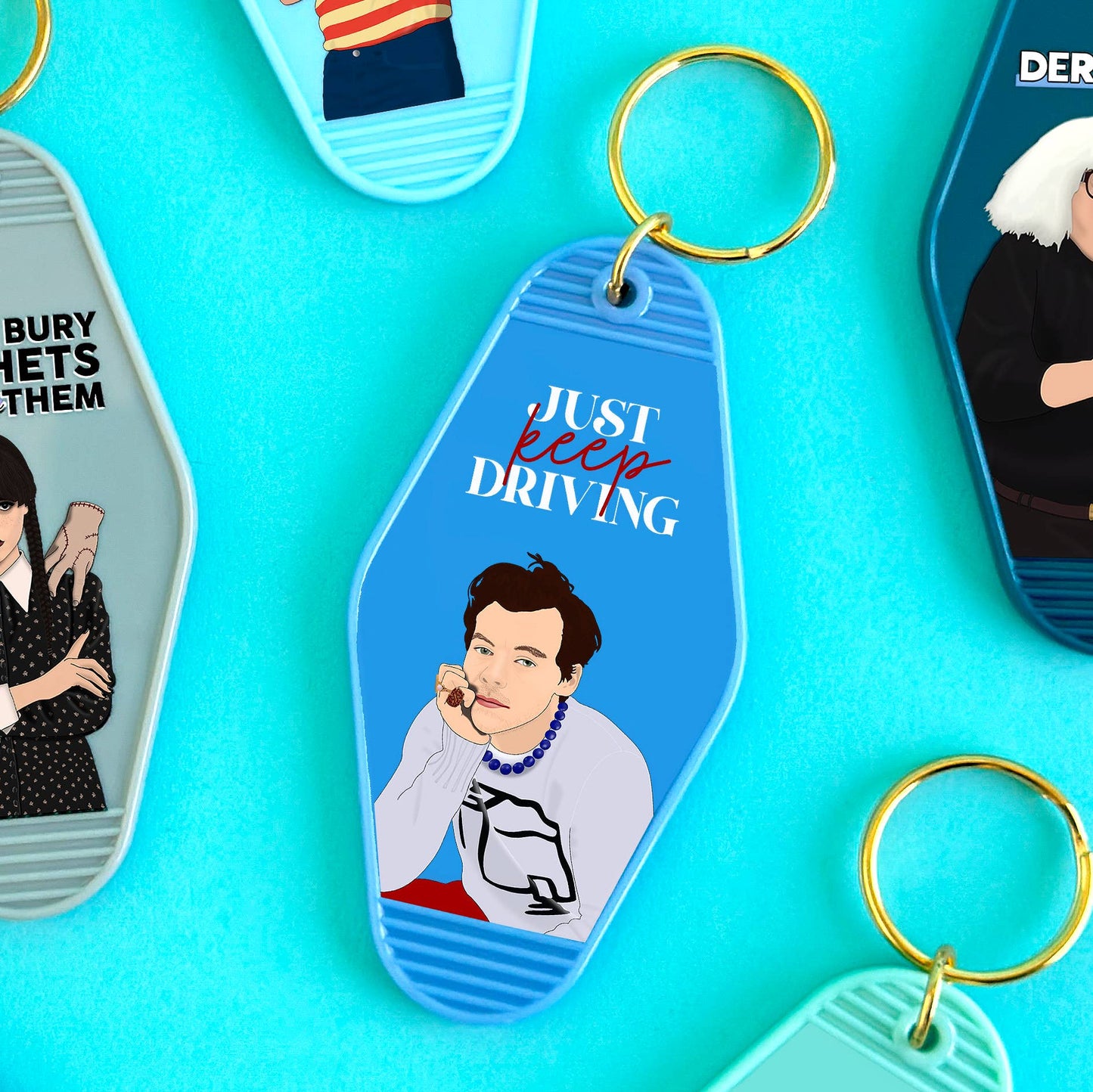 Harry S Just Keep Driving Motel Keychain