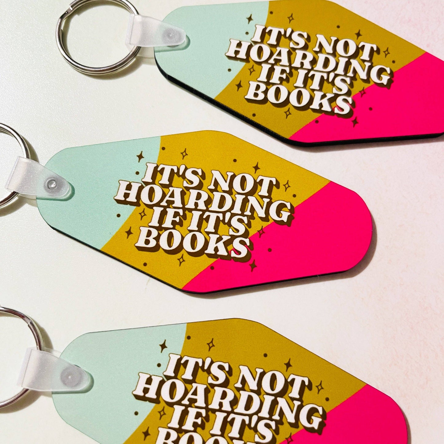 It's Not Hoarding If It's Books Motel Style Keychain