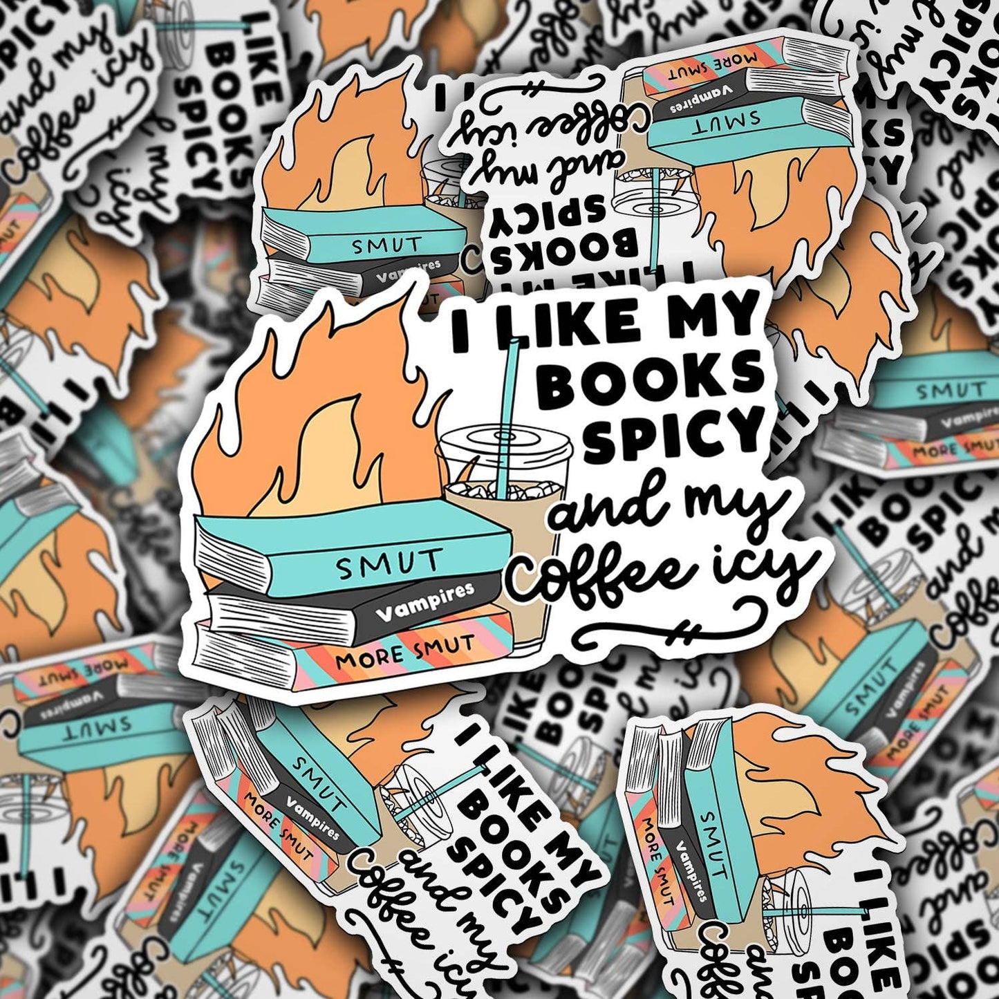 I Like My Books Spicy and My Coffee Icy Sticker